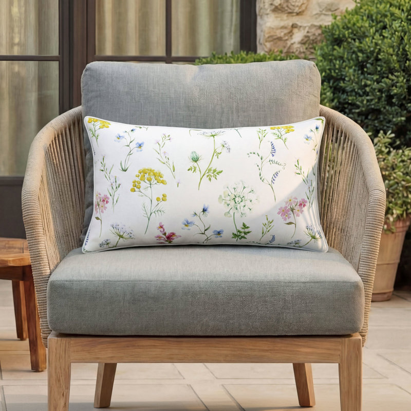 Hunter Rectangular Outdoor Pillows, Floral, White Multi