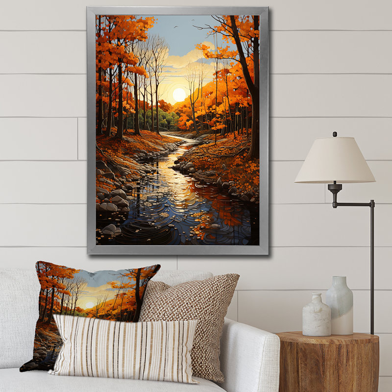 Reproduction d'art sur toile Cesur Birch Woods Autumn Sonata I, H 20 po x l 12 po x P 1 po, Cadre photo argenté