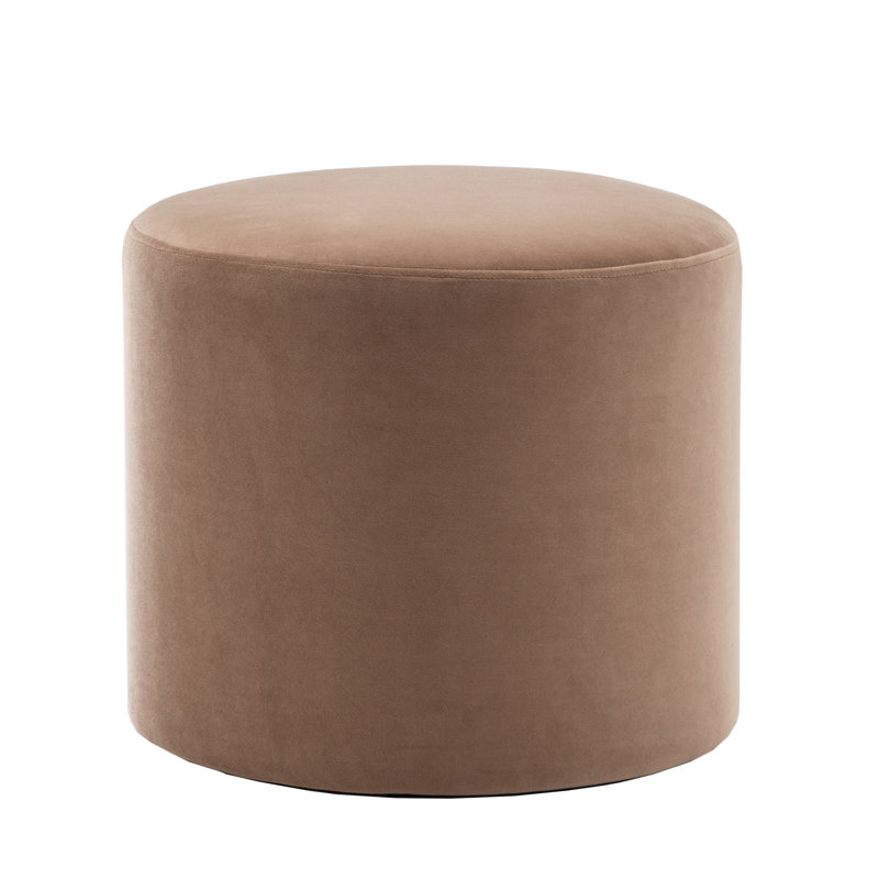 Upholstered Pouf, Brown Velvet