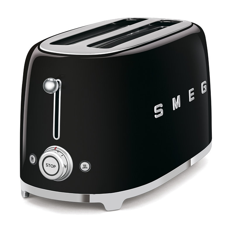 SMEG 50's Retro Style Aesthetic 4 Slice Toaster, Black
