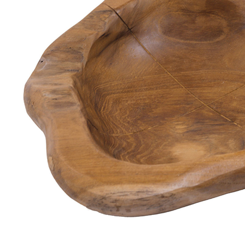 Bol décoratif décoratif, design à la main 13 pouces avec bois de teck brun