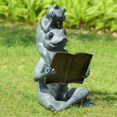 Statue de jardin de famille grenouille lisant