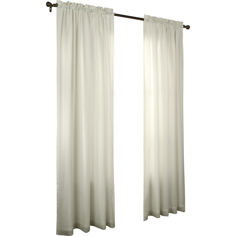 Villareal Solid Color Sheer Rod Pocket Curtain, 54" W x 84" L, Ivory