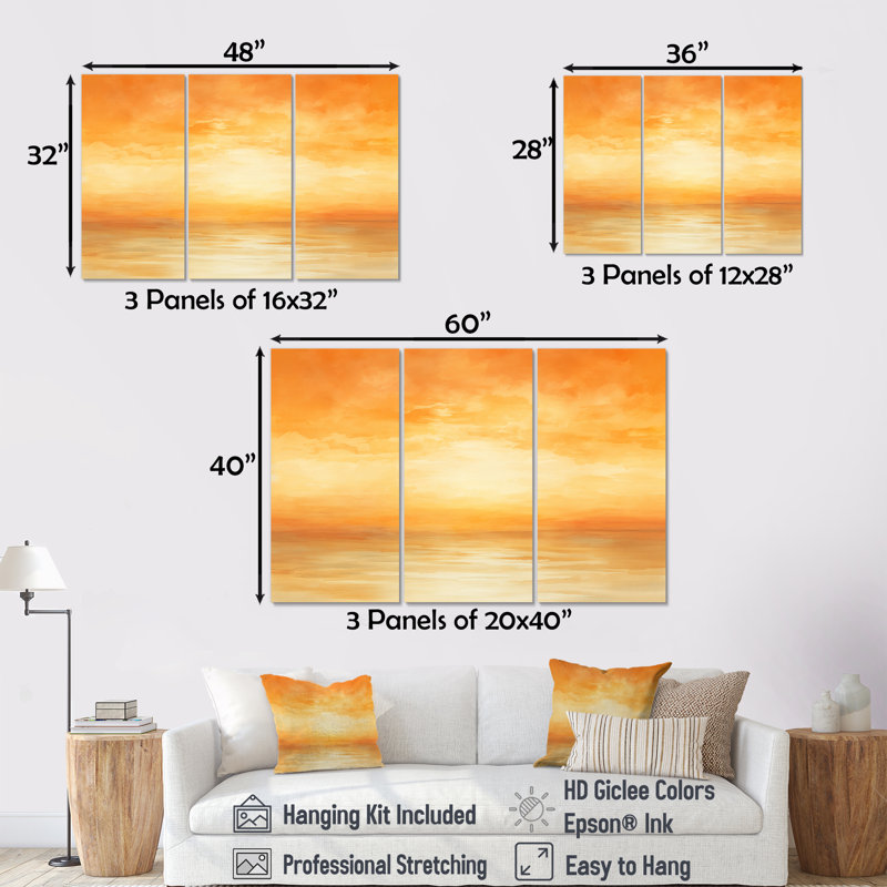 «Bold Sunset Coastal Horizon III», Toile tendue, H 40 po x l 60 po x P 1 po