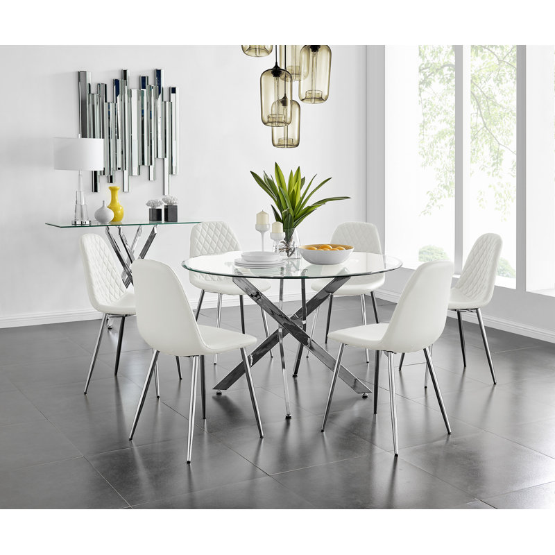 Ensemble de 6 tables de salle à manger Tierra Sleek, Blanc
