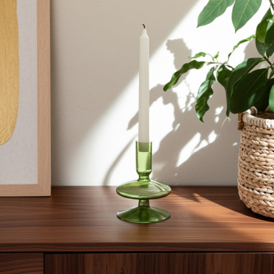 5" H Glass Sculptural Taper Candle Holder with Rounded Base