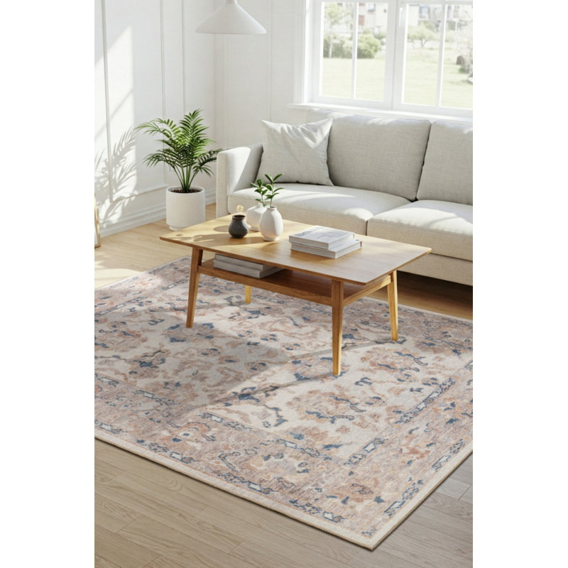 Tapis en chenille tissé à motif rétro Lucien, Rectangle 7 pi 7 po x 10 pi 10 po