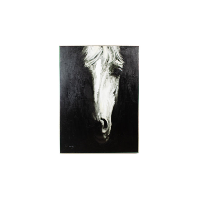 «Black and White Front View Horse», peinture sur toile sans cadre
