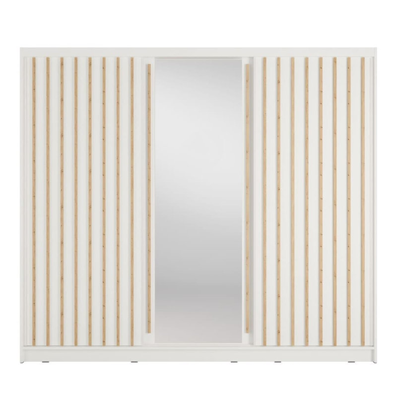 Aluna White Sliding Door Wardrobe 248cm with Mirror