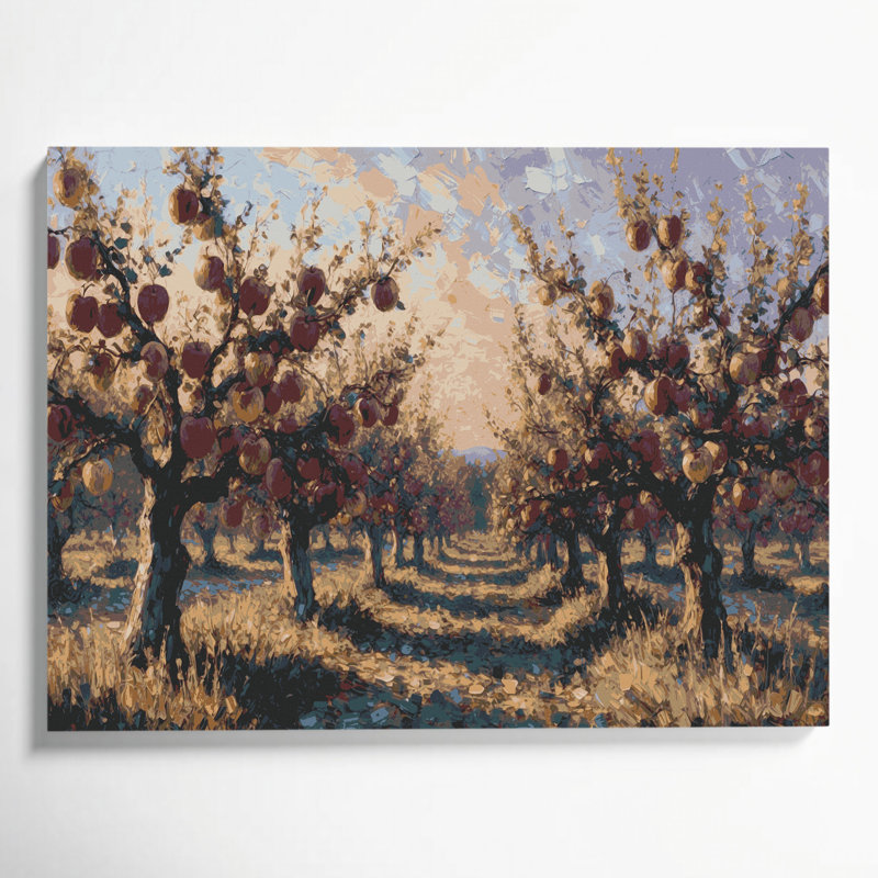 «Farm Apple Trees», art mural sur toile brune, H 24 po x l 36 po