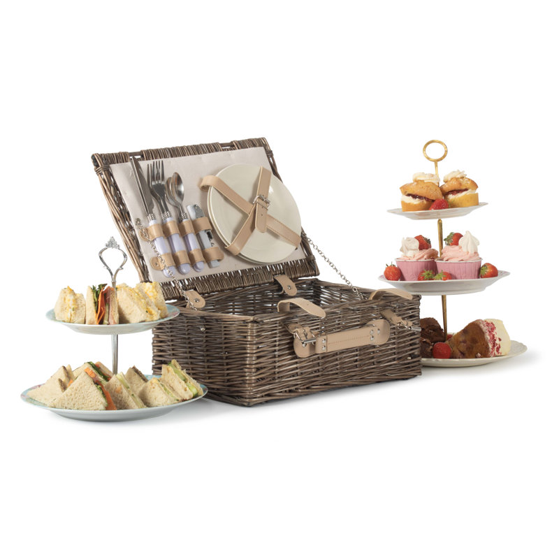 Wicker 2 Person 14" Fitted Picnic Hamper