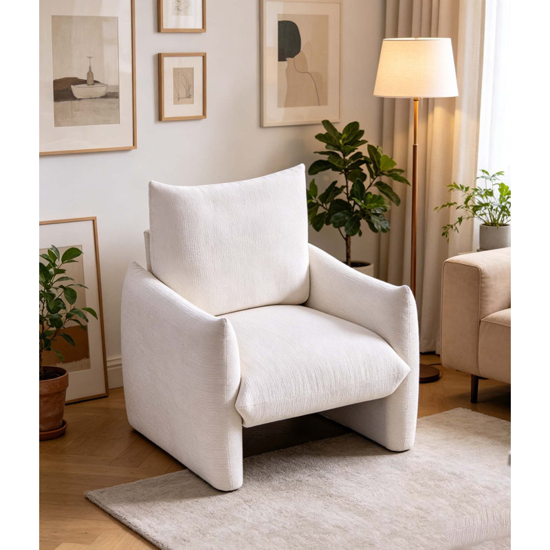 Fauteuil d'appoint en chenille, Beige