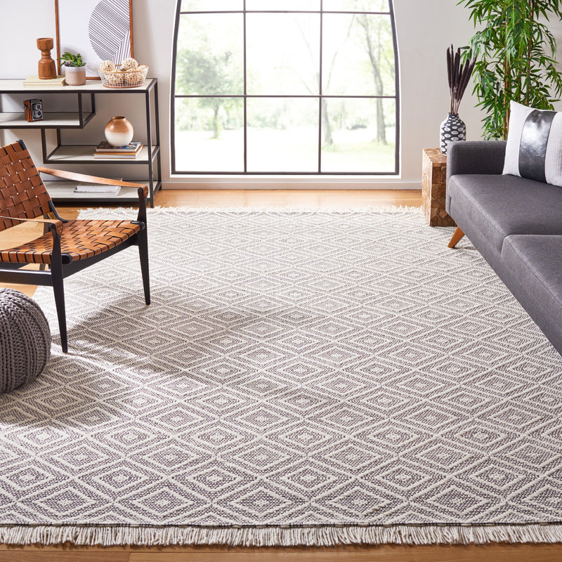 Tapis géométrique en laine et en coton tissé à la main Castillo, Rectangle 8 pi x 10 pi