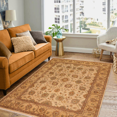 Tapis orange oriental en laine noué à la main 8 pi x 9 pi 9 po Oriental