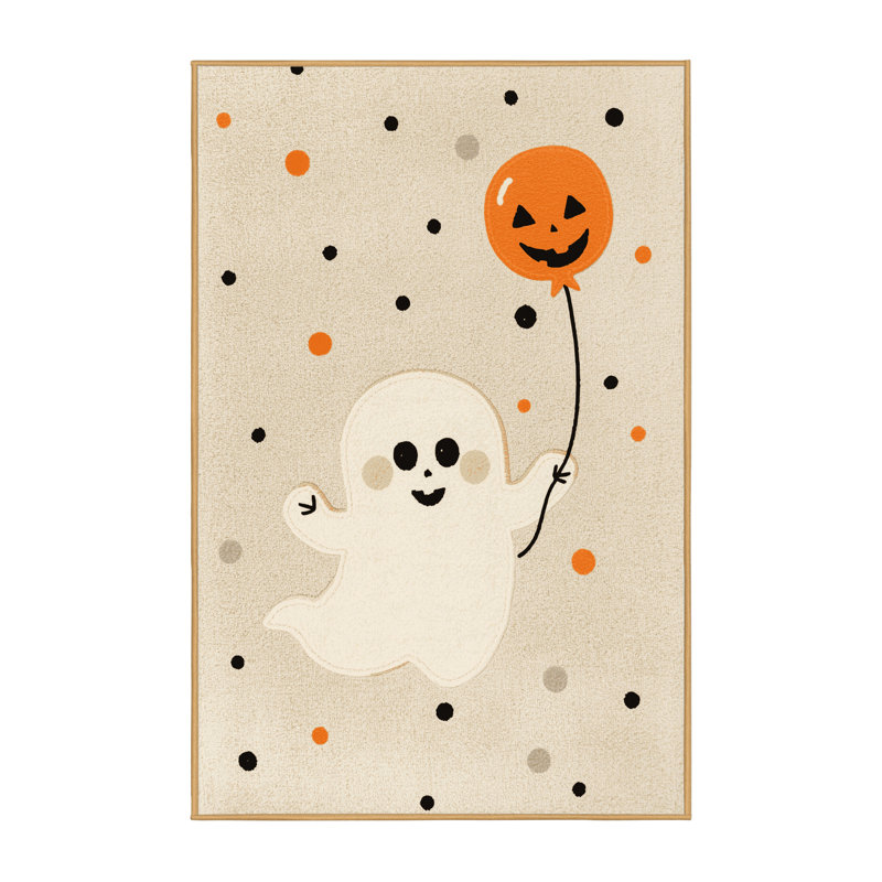 Tapis beige moderne lavable à la machine à motif abstrait Soho Halloween - reliure brun clair, 5 x 8