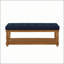 Banc rembourré en lin avec tablette de rangement - Repose-pieds capitonné pour le confort et l'organisation, pieds en bois massif, bleu marine-1408533405-1408533411