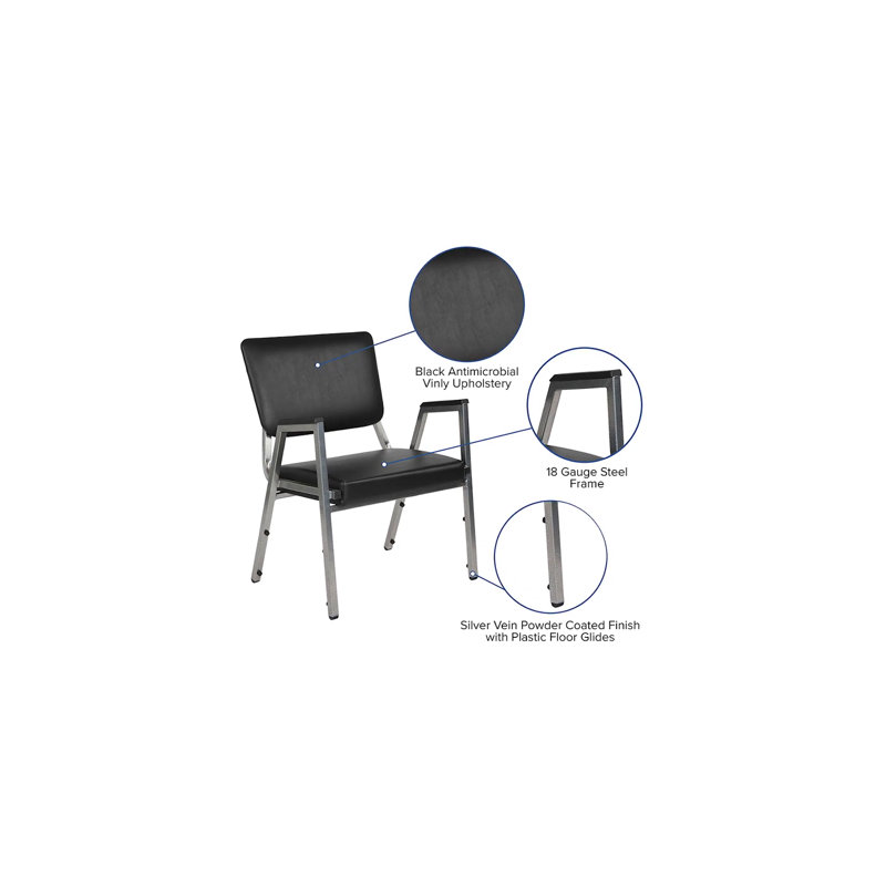 Gray Antimicrobial Fabric Bariatric Medical Reception Chair