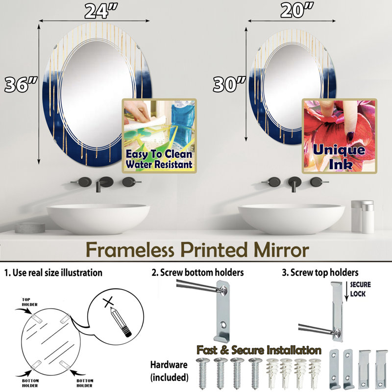 Miroir mural Wyclif, 36 po x 24 po