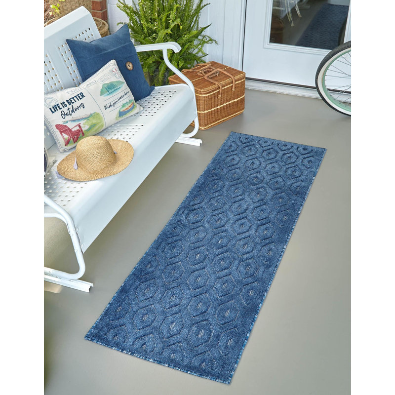 Heckstall Geometric Indoor / Outdoor Rug, Runner 2' x 8'