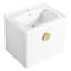 Lavabo de salle de bain mural, 24 po. Pour petites salles de bain, blanc brillant. Style moderne avec armoires à porte à fermeture en douceur. Bassin en céramique, exquis. Poignées en métal. Fabrication en contreplaqué, -. Assemblage-1411653126-1411653120