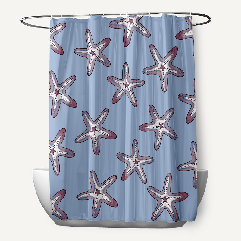 Rideau de douche simple Wilb Abraham, Bleu / Mauve