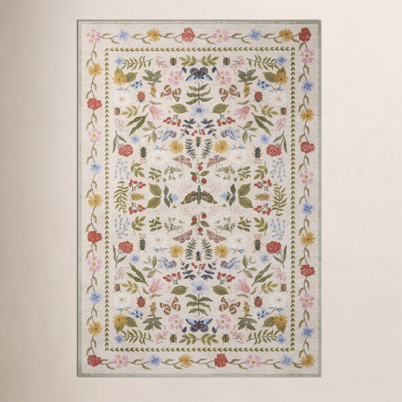 Tapis crème Rifle Paper Co. x Loloi, Rectangulaire 2 pi x 3 pi