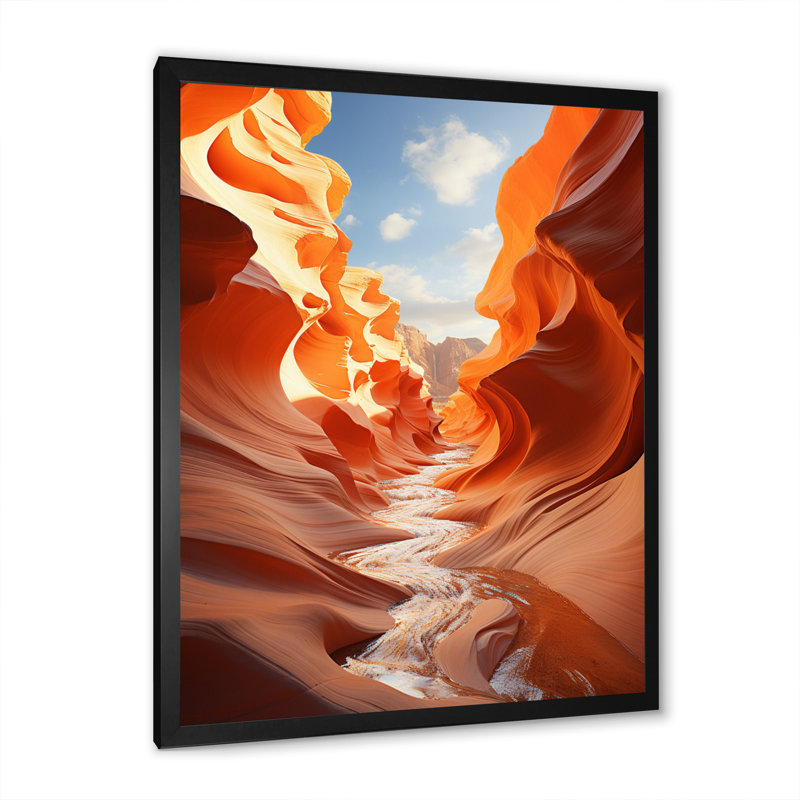 «Beige Blue Canyon Mirage II», reproduction d'art sur toile, H 20 po x l 12 po x P 1 po, Cadre photo noir