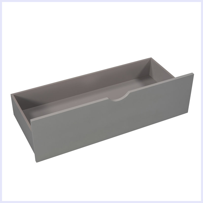 L-shaped Platform Bed with Trundle and Drawers Linked with built-in Desk, Gray