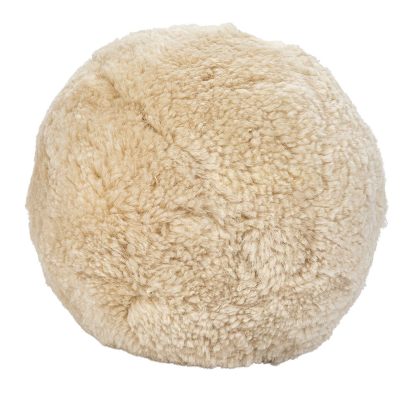 Cream Sheepskin Round Pillow with Polyester Insert