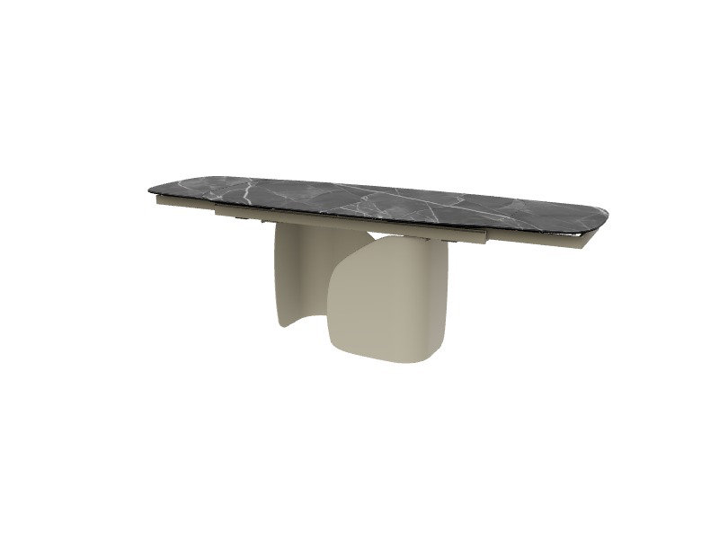 Twins Extendable Tables, Matte Pearl Beige, 30.38"H x 65"L x 39.38"W, Black Statuary