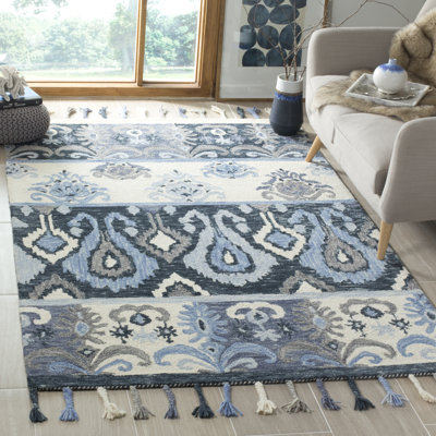 Niederanven Hand Hooked Wool Ikat Rug