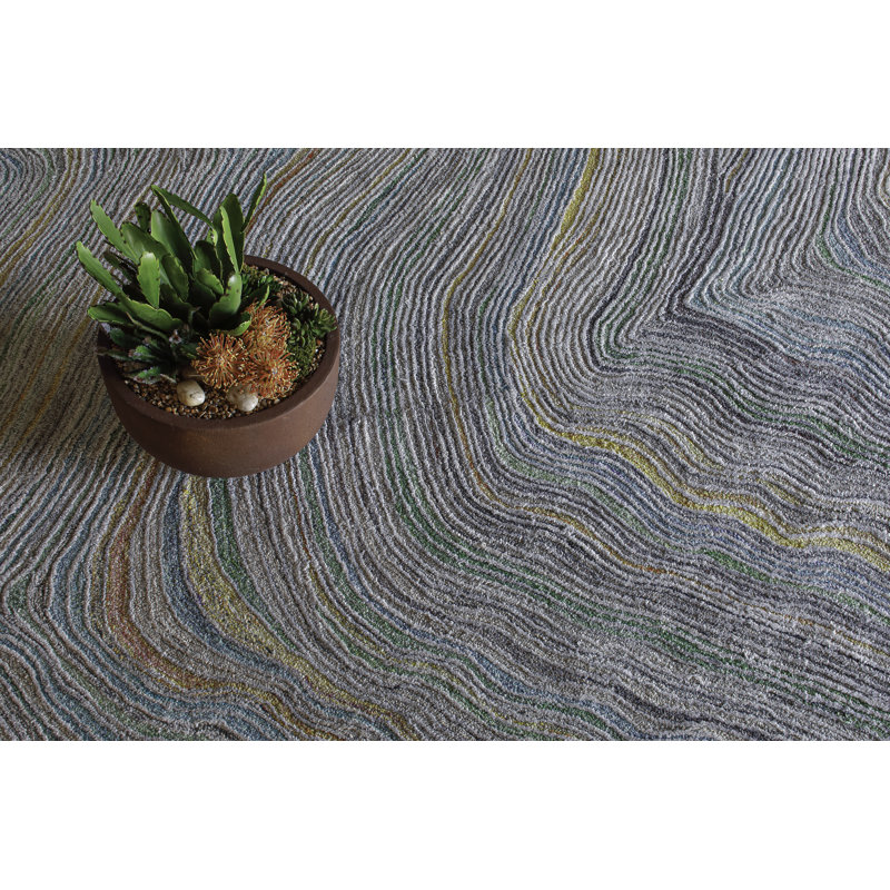 Rapids Hand Tufted PET Indoor/Outdoor Rug in Gray/Multi, Runner 2'6 x 5'