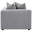 Fauteuil d'angle gris - idéal pour les espaces de vie dans les habitations, conception modulaire et polyvalente, siège et dossier serrés avec des détails décoratifs soudés, surface en duvet confortable, prise des pieds