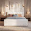 Lits Cloud Comfort, lattes en bois blanc Boucle King, chambre à coucher de maison moderne