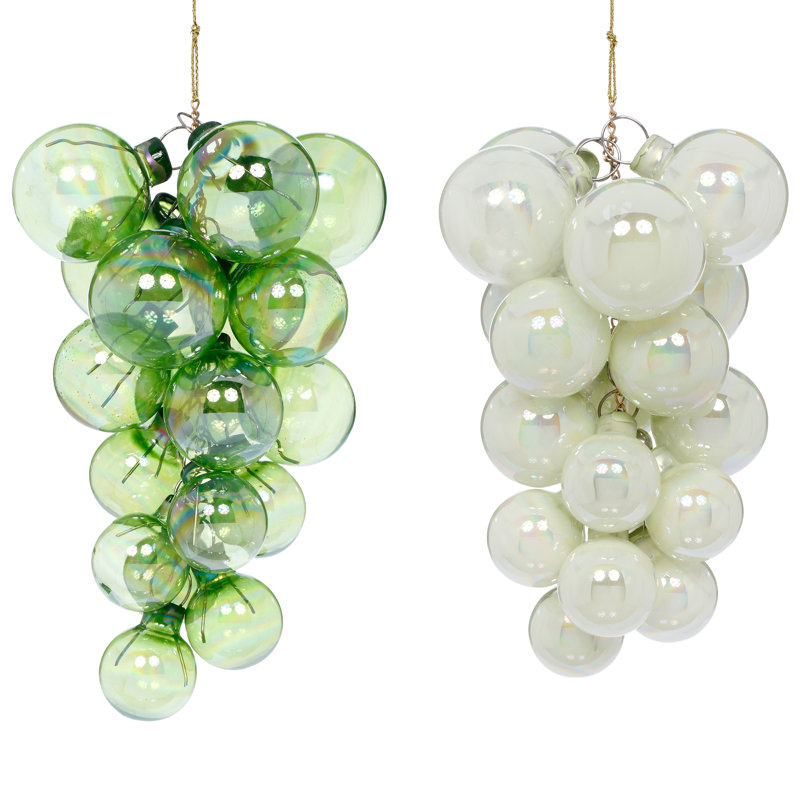 Pearl Grape Cluster Ornament, 9 Inches