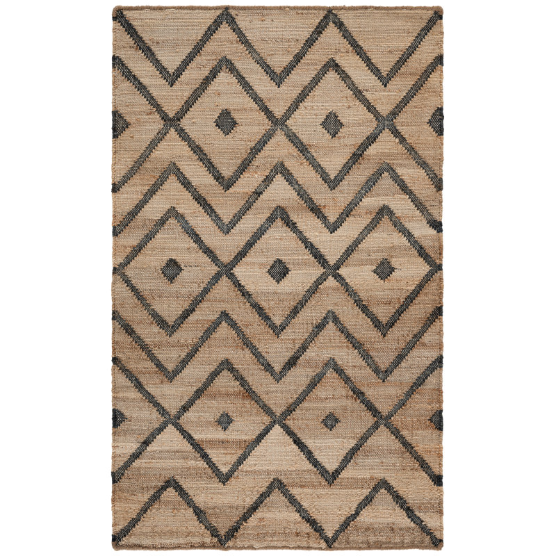 Hawes Hand Loomed Jute, Cotton Geometric Rug, Rectangle 3' x 5'