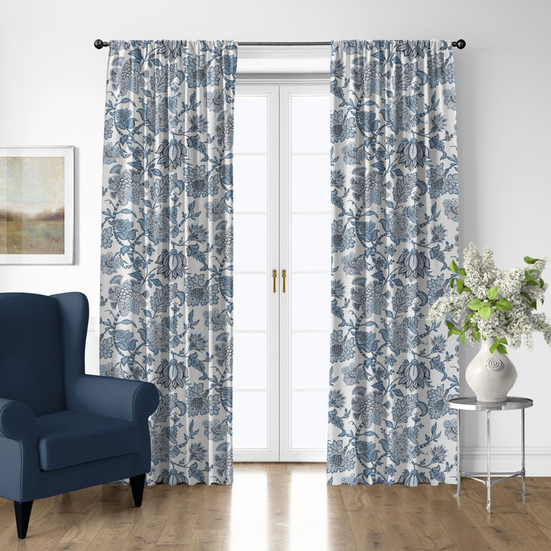 Bronte Cotton Simple Top Pocket Drapery Panel Set of 2, 50" W  x 168" L, Cornflower