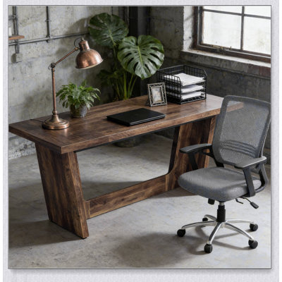 Large Executive Desk with Industrial Design, Spacious Work Surface, and Durable Veneer for Home or Office Use