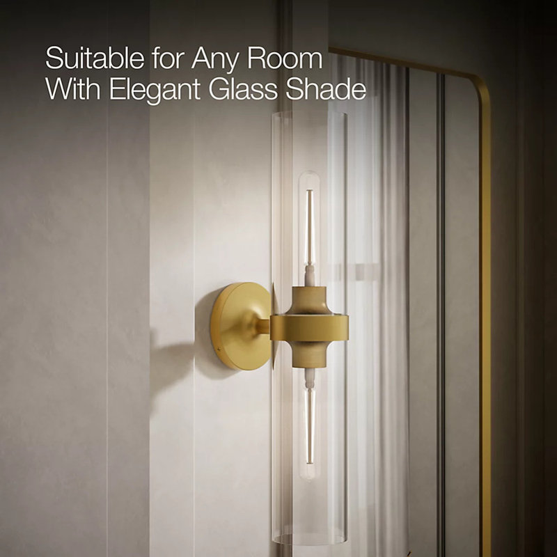 Purist™ 2 Light Indoor Bathroom Vanity Light Fixture, UL Listed, 21.875" H x 4.75" W x 6.875" D, Brushed Moderne Brass