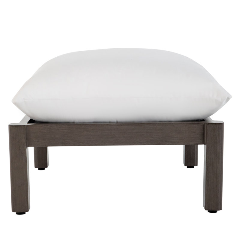 Monterey Wrought Aluminum Outdoor Ottoman, No Welt, Linen Dove