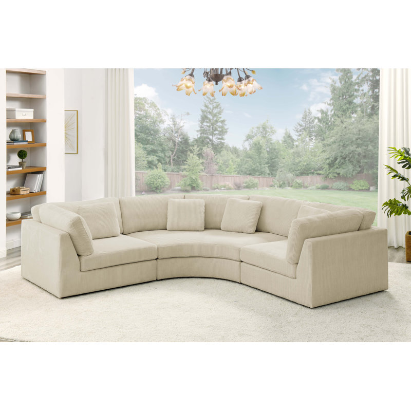 Canapé modulaire Namyah, Velours côtelé beige
