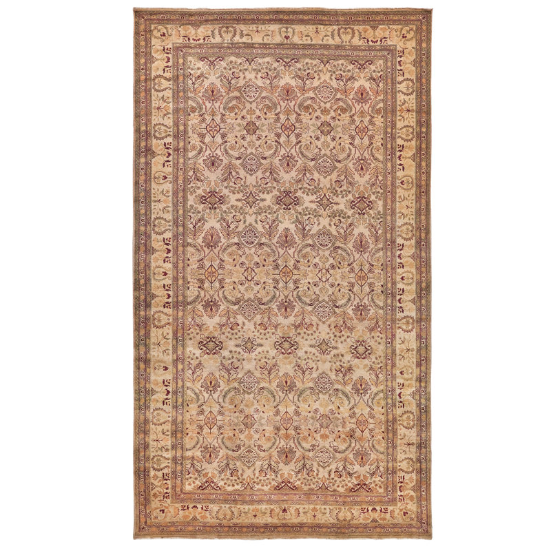 Hand-Knotted Floral Wool Rectangular Area Rug, 11' x 19'4"