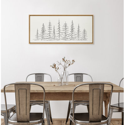 Minimalist Evergreen Trees Sketch by The Creative Bunch Studio Framed Canvas Wall Art Print