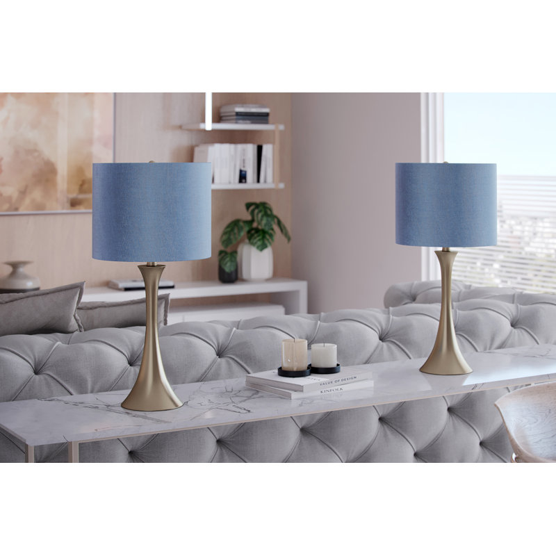 Ensemble de lampes de table standard 24,25 po Adonis, Nickel brossé, Gris scintillant