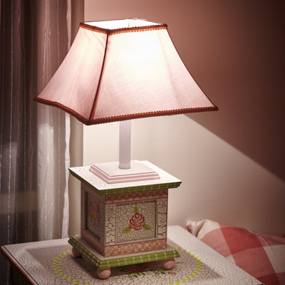 Crackled Rose Resin Table Lamp