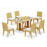 8 Seats 9 Pcs Grade-A Teak Wood Dining Set: Warwick Console Folding Rectangle Table And 8 Atnas  Armless Chairs #11AT1500