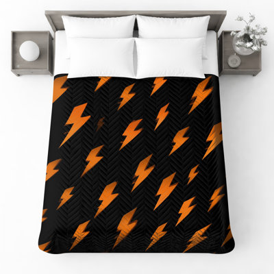 Couvre-lit matelassé orange Lightning Bolts toutes tailles