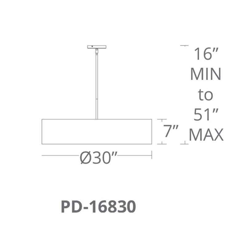 Luminaire suspendu cylindrique à 1 lumière Metropolis, H 6,75 po x l 30 po x P 30 po