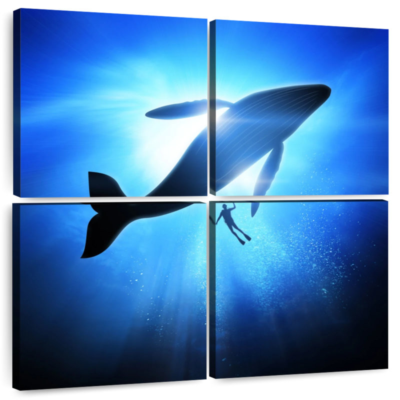 Brampt Diver And Humpback Whale, 26" H x 26" W