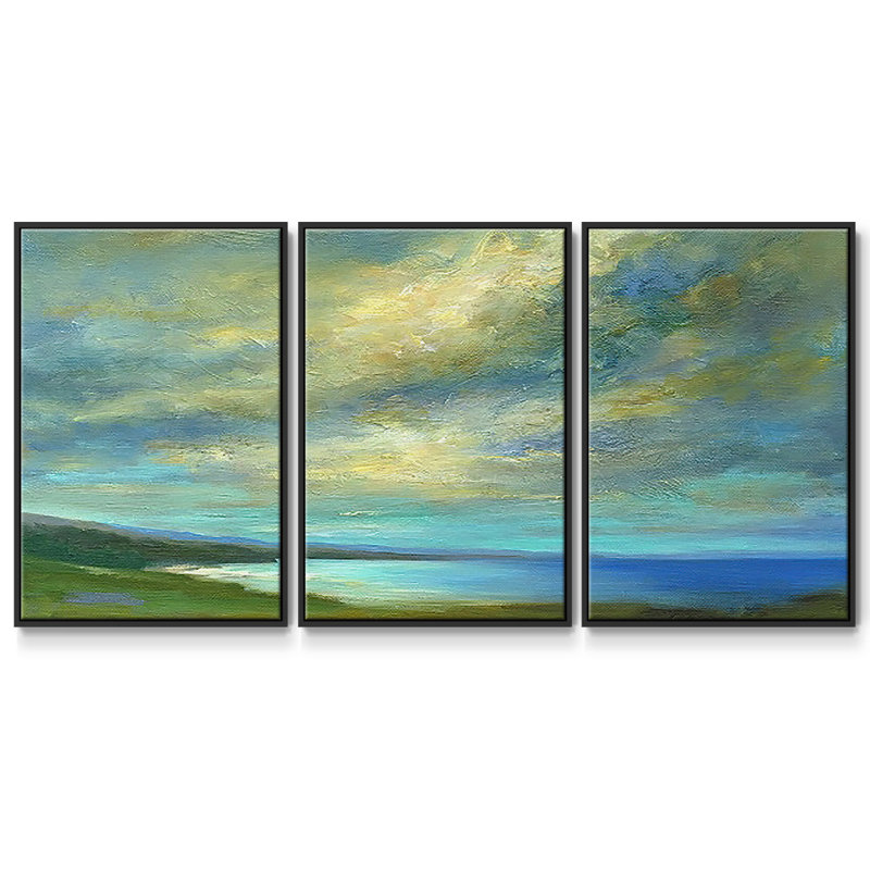 Coastal Views I 3 pièces, Noir, H 24 po x l 48 po x P 2 po